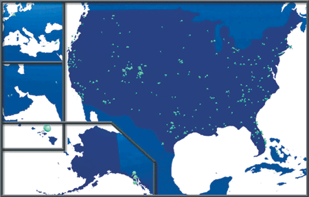 US map with our metal building locations 2013